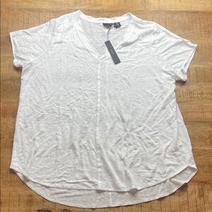 Tahari 100% Linen T-Shirt White Semi Sheer 2X Minimalist Lagenlook New